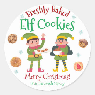 Sticker Rond Cookies de Noël Elf du Pôle Nord