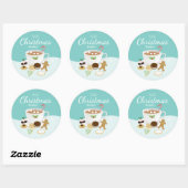 Sticker Rond Cookies de Noël et chocolat chaud vacances café (Feuille)