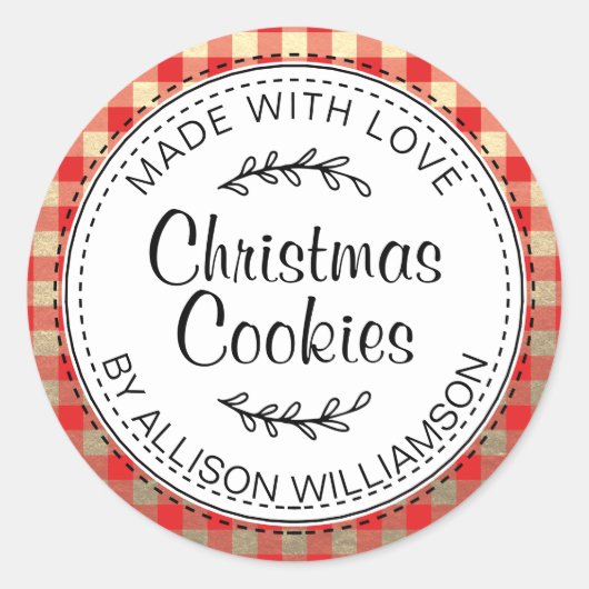 Sticker Rond Cookies de Noël faits maison modernes Red Check Go (Devant)