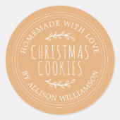 Sticker Rond Cookies de Noël maison moderne Jaune (Devant)