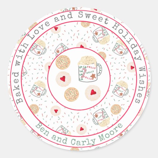 Sticker Rond Cookies de Noël personnalisés (Devant)