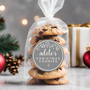 Sticker Rond Cookies de Noël Personnalisés Gris