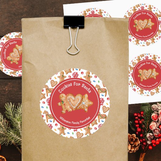 Sticker Rond Cookies de Noël pour le Père Noël Blanc