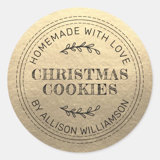 Sticker Rond Cookies de Noël rustiques faits maison Champagne G (Devant)
