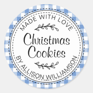 Sticker Rond Cookies de Noël rustiques faits maison Coche bleue