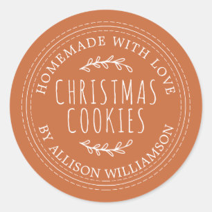 Sticker Rond Cookies de Noël rustiques faits maison couleur ora