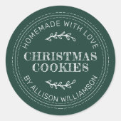 Sticker Rond Cookies de Noël rustiques faits maison Vert foncé (Devant)