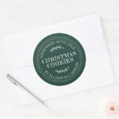 Sticker Rond Cookies de Noël rustiques faits maison Vert foncé (Enveloppe)