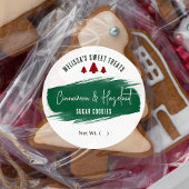 Sticker Rond Cookies de Noël Vert Aquarelle Vacances