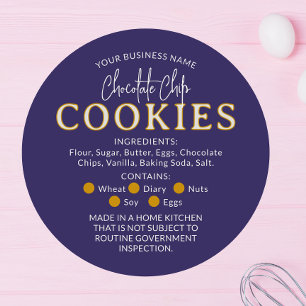 Sticker Rond Cookies de puces de chocolat violet Cottage Droit