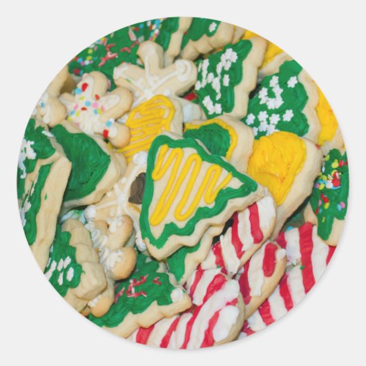 Sticker Rond Cookies de sucre de Noël faits maison décorés (Devant)