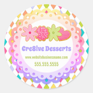 Sticker Rond Cookies Festifs Colorés Boulangerie Emballage Phoq