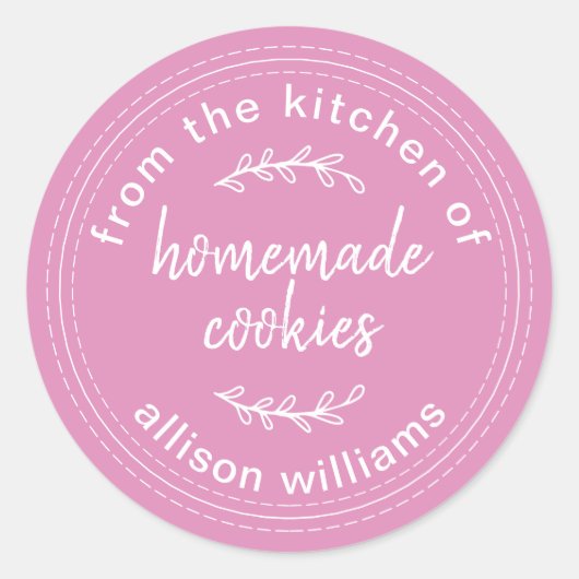Sticker Rond Cookies maison rustiques Fuchsia Rose (Devant)