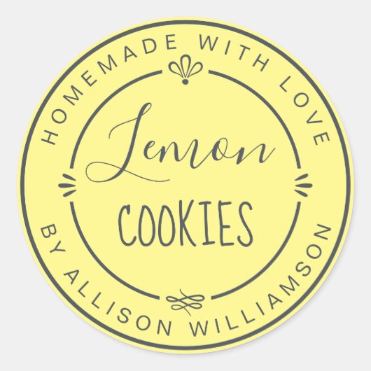 Sticker Rond Cookies Maison Rustiques Modernes Jaune Citron (Devant)