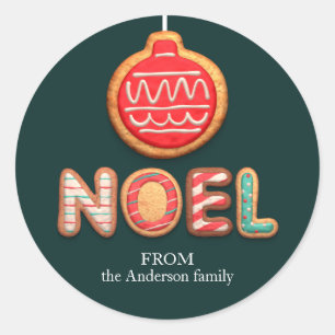 Sticker Rond Cookies personnalisés Noel avec Bauble Holiday