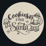 Sticker Rond COOKIES POUR PÈRE NOËL Christmas Holiday Treat<br><div class="desc">Autocollants. L'arrière - plan kraft peut être utilisé ou retiré et une couleur solide peut être utilisée à la place.</div>