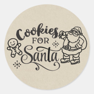 Sticker Rond COOKIES POUR PÈRE NOËL Christmas Holiday Treat