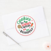 Sticker Rond Cookies pour Père Noël et Carottes pour Reindeer (Enveloppe)
