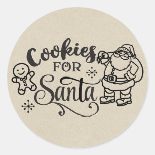 Sticker Rond COOKIES POUR PÈRE NOËL Faveur de Noël Traitement d