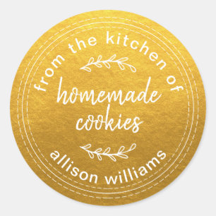 Sticker Rond Cookies rustiques faits maison de la cuisine d'or