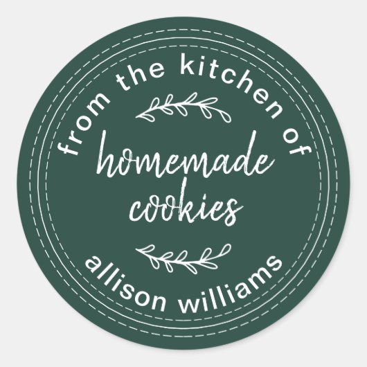 Sticker Rond Cookies rustiques faits maison Vert foncé (Devant)