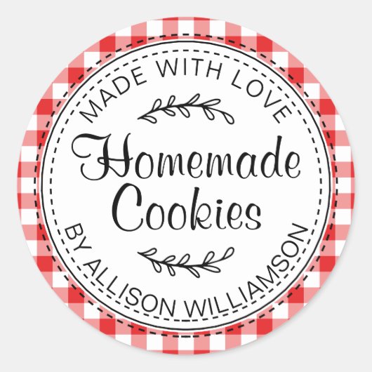 Sticker Rond Cookies rustiques modernes faits maison Coche roug (Devant)