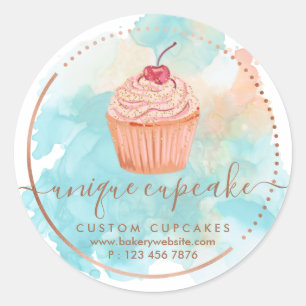 Sticker Rond Cookies Sucres pâtisserie Ombre Berry Cupcake