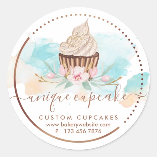 Sticker Rond Cookies Sweets Pâtisserie Ombre Girly Bakery Cupca (Devant)