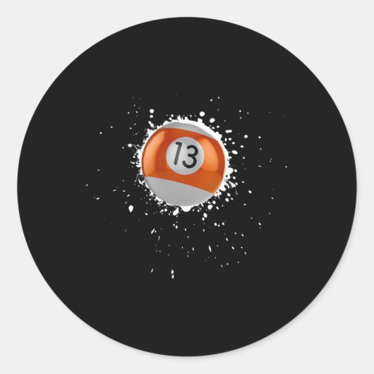 Sticker Rond Cool 13 balles Treize billard billard peinture pla (Devant)