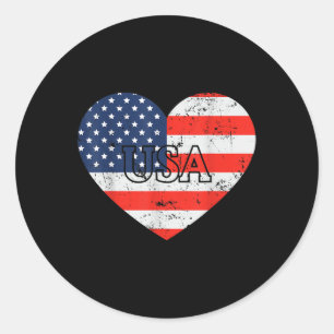 Sticker Rond Cool 4 juillet America Heart Memorial Day