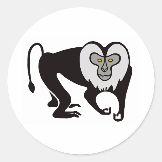 Sticker Rond Cool à queue de lion MACAQUE militant animal - Nat (Devant)