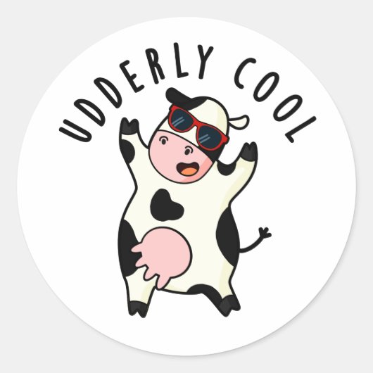 Sticker Rond Cool âgé Funny Cow Pun (Devant)