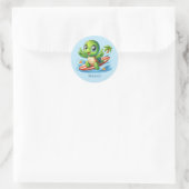 Sticker Rond Cool ajouter nom surf tortue de mer (Sac)