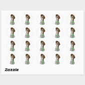 Sticker Rond Cool Allemand Pointer Pointer Chien Bière Boire (Feuille)
