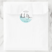 Sticker Rond Cool Aqua Blue Wave Splash Wedding Merci (Sac)