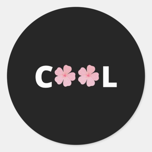 Sticker Rond Cool - avec fleurs roses (Devant)