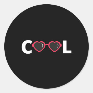 Sticker Rond Cool - avec lunettes de soleil au coeur rouge