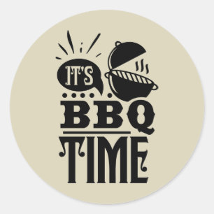 Sticker Rond Cool barbecue heure mot art