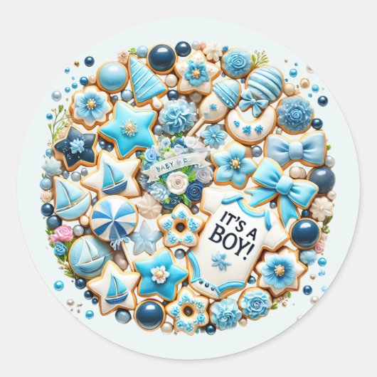Sticker Rond Cool bébé garçon douche doux (Devant)