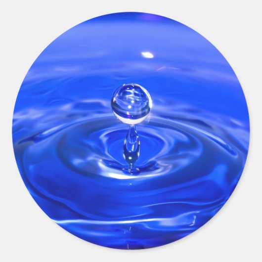 Sticker Rond Cool Bleu gouttelette d'eau (Devant)