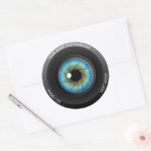 Sticker Rond Cool Blue Eye Camera Lens Nom personnalisé Photogr (Enveloppe)