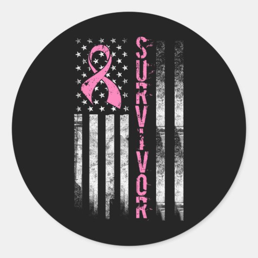 Sticker Rond Cool Breast Cancer Survivor (Devant)