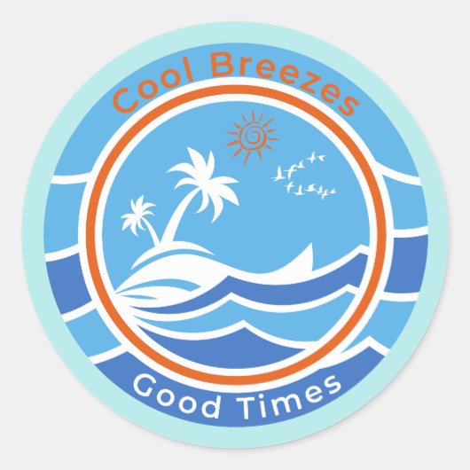 Sticker Rond Cool Breezes bons temps (Devant)