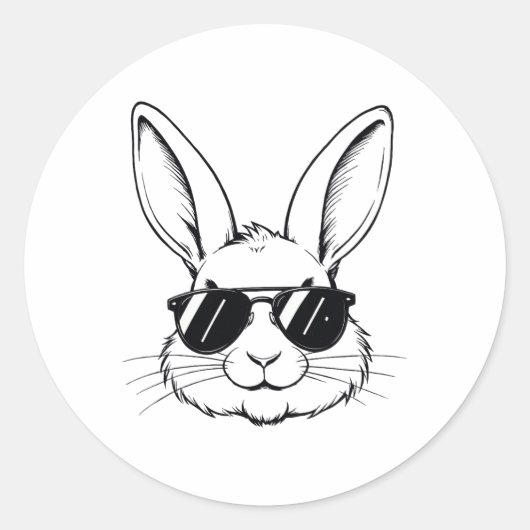 Sticker Rond Cool Bunny Face Joyeuses Chemises de Pâques Pour G (Devant)