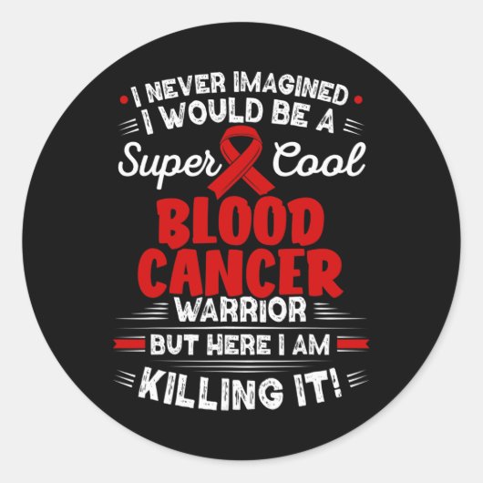 Sticker Rond Cool Cancer du sang Guerrier Sensibilisation au ca (Devant)