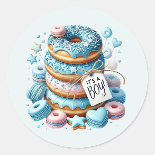 Sticker Rond Cool C'est un garçon beignets de bébé (Devant)