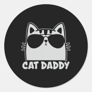 Sticker Rond Cool Chat Daddy Sungles Funny Amoureux des chats C