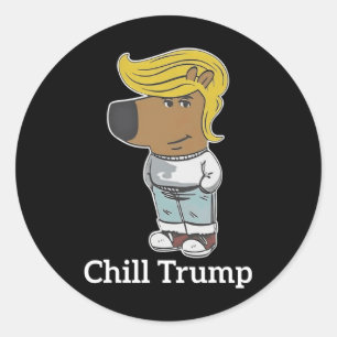 Sticker Rond Cool Chill Guy Mème Tee - shirts - Trump Chill Guy