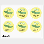 Sticker Rond Cool comme concombre "Cool AF" Funny Watercolor (Feuille)