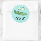 Sticker Rond Cool comme concombre "Cool AF" Funny Watercolor (Sac)